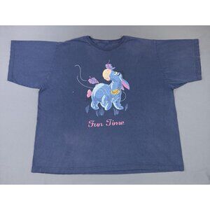 Vintage Y2K Eeyore Fun Time Disney Winnie The Pooh Cartoon Art Blue Shirt Rare T